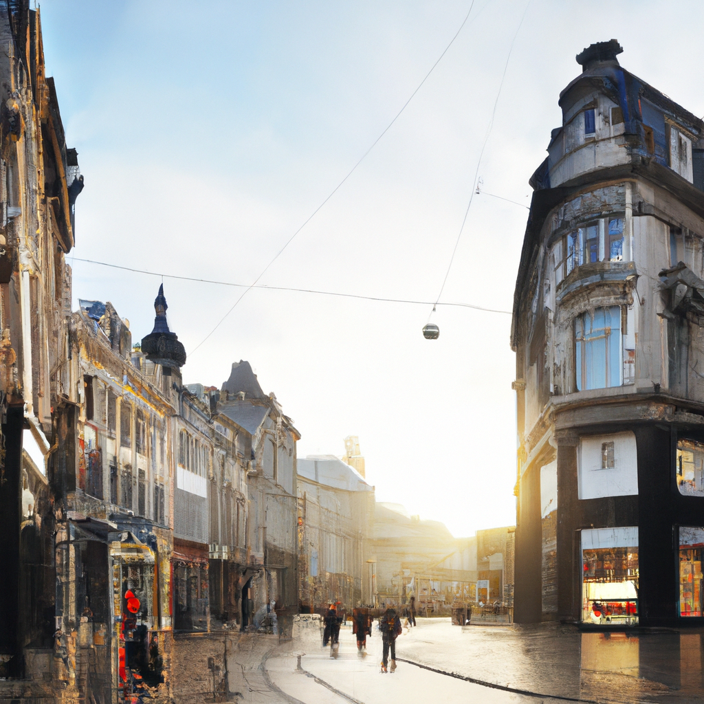 Antwerpen centrum Meir — gevels in zonlicht, drukke straat dicht bij ArtFoto Academie